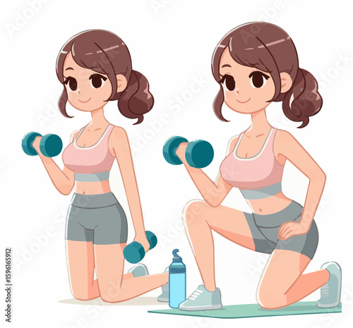 Two woman training with dumbbells