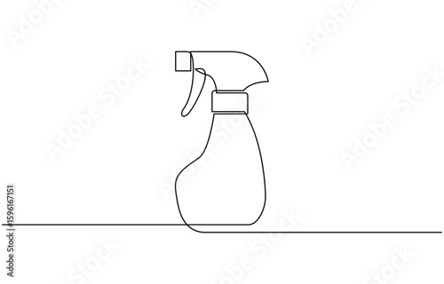 spray bottle one line continuous drawing, Spray bottle outline drawing illustration. one continuous line drawing of Spray cleaner bottle.