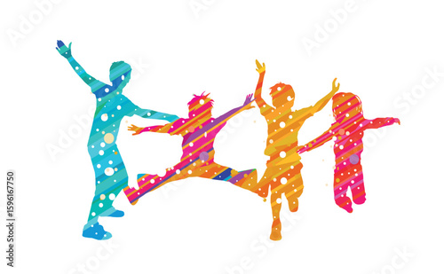 
Vergnügen und Freude- Kinder-Gruppe, Illustration