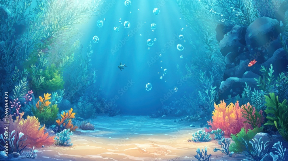 Fototapeta premium Underwater paradise, vibrant coral reef with diverse marine life, aquatic ecosystem