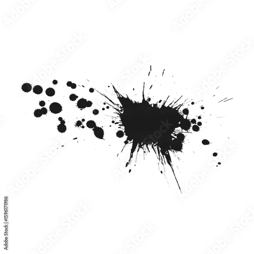 Wallpaper Mural Random Ink Drop with Scattered Splatters on Clean Minimalist Canvas Torontodigital.ca