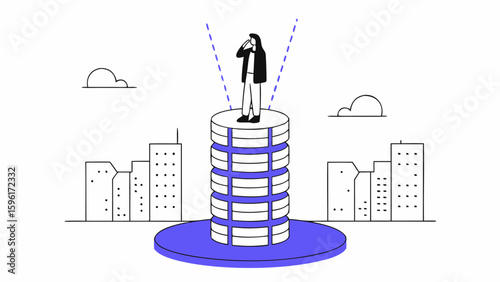 Wealthy Businessman Vector with Money and Success Concept
Businessman Surrounded by Wealth, Coins, and Growth Icons