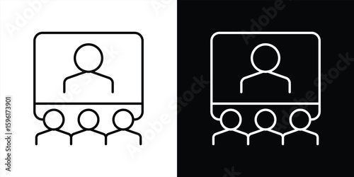 virtual unity in learning icon. contain online conference, group discussion, remote team education thin line style icon symbol sign for your app web. vector illustration