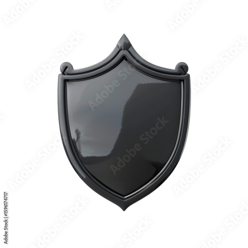 A glossy shield emblem symbolizing protection strength on transparent background
