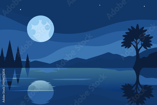 moonlight reflections rippled lake surface