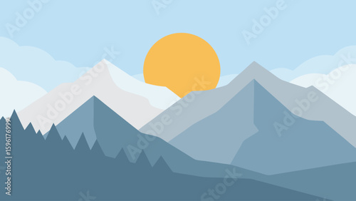 morning frost mountain valley pale gold sun