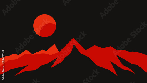 stark volcanic terrain blacks reds glowing