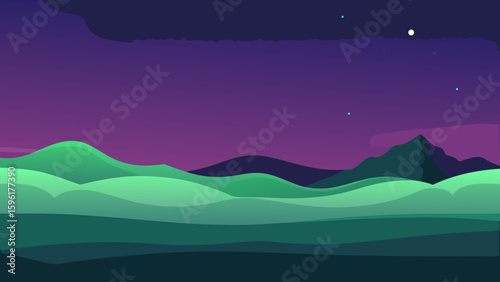 dark tundra plain aurora filled sky