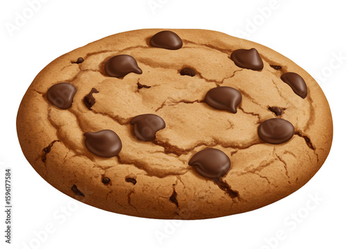 Crispy Chocolate Chip Cookie Isolated on Transparent Background