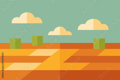 soft flat farmland with squares of crops minimal