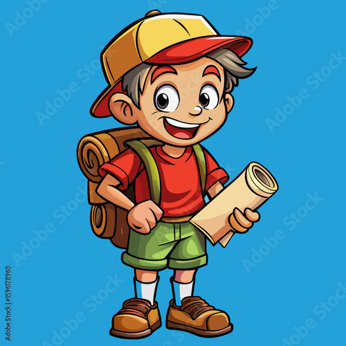 Adventurous Boy with Map