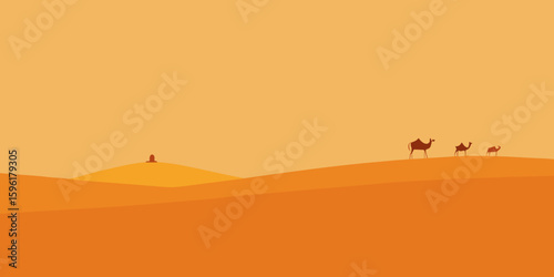 stylized mirage effect over vast sand plain small dunes