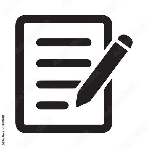 Notepad with Pen Outline Vector Design