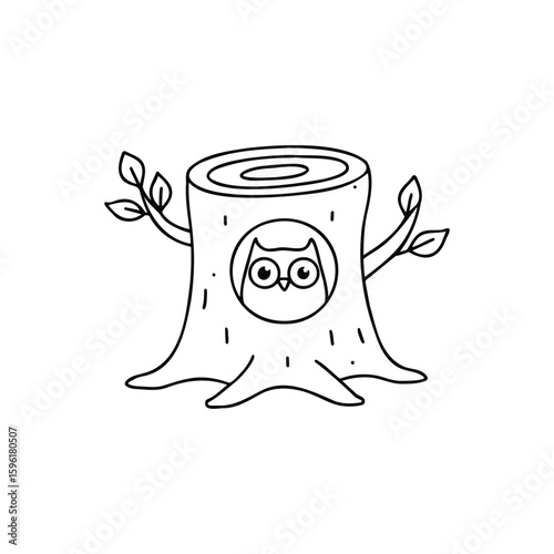 Illustration of tree cavity sheltering an owl nest