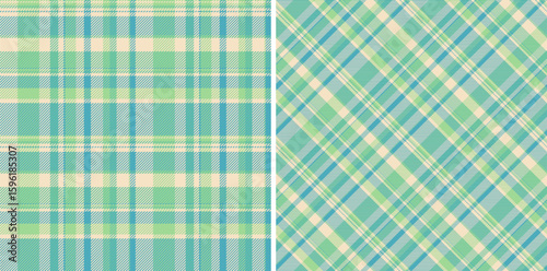 Pair of seamless pastel plaid patterns. Perfect for textile design, fashion, home decor, and website backgrounds. Fresh, springlike colors evoke feelings of calm and serenity.