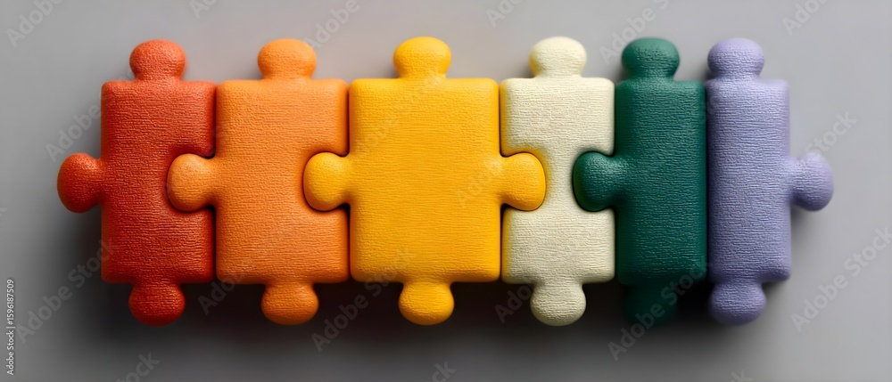 Obraz premium Colorful puzzle pieces arranged in a linear fashion