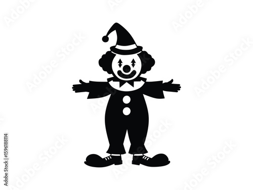 silhouette vector illustration of a clown isolated with white background 