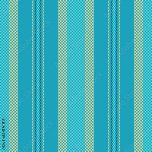 Vibrant, pixelated vertical stripes in blue and beige. Seamless pattern, textured look. Great for backgrounds, textiles, or graphic designs. Classic and modern.
