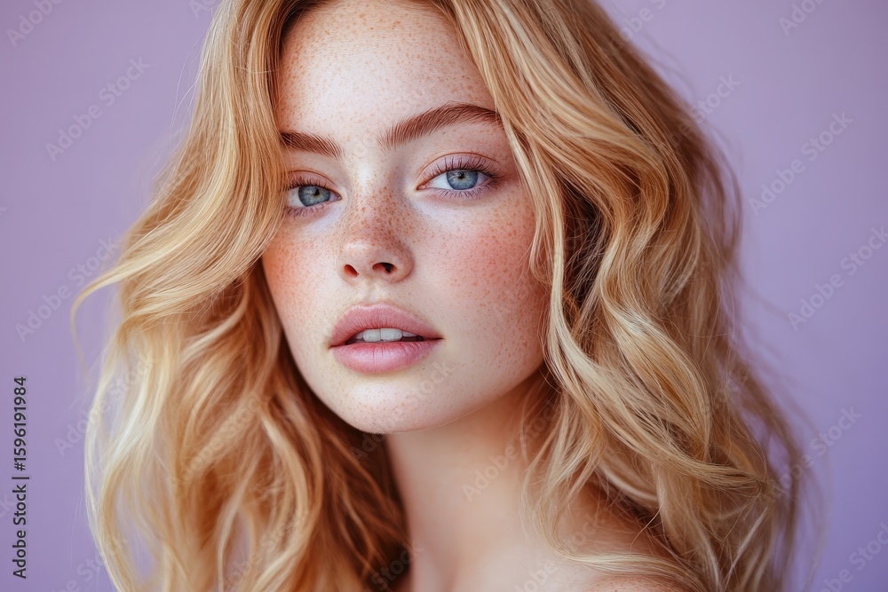 Close-up portrait of a woman with beautiful blonde hair and natural makeup. Close-up portrait of a woman with beautiful blonde hair and natural makeup.