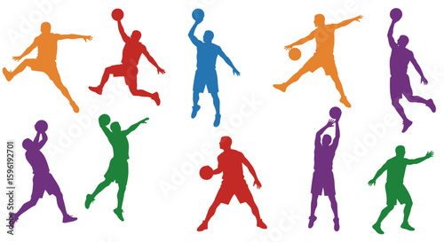 Modern Sports Figures on White Background Vector