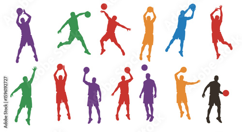 Abstract Basketball Players in Various Poses Pack