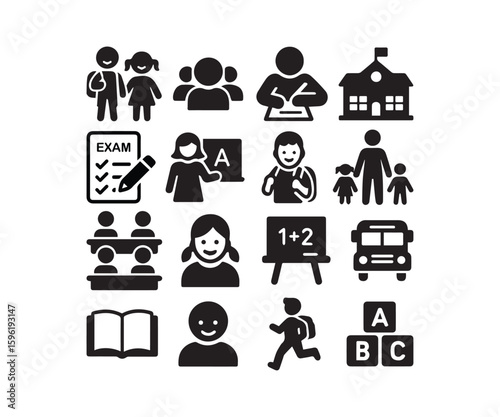 School & Education Black Solid Icons: Learning, Students & Academic Symbols