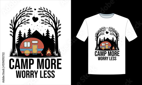 Camp More Worry Less Camping T Shirt Design.ai