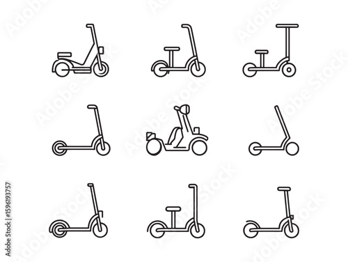 Minimalist kick scooter line art drawing