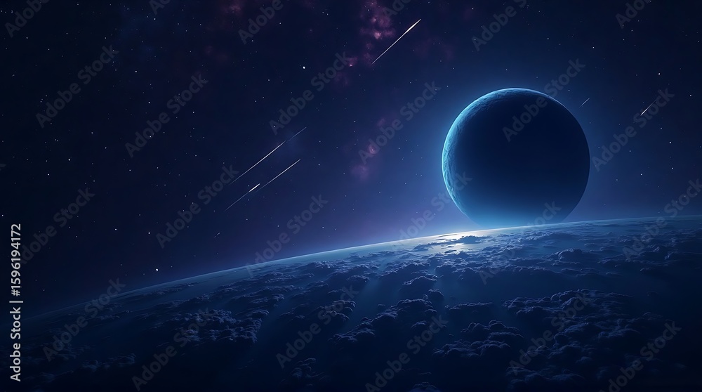 Obraz premium Solar eclipse from space planet in shadow