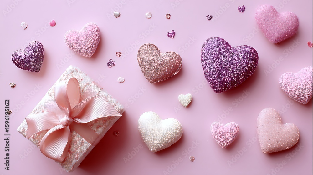 Fototapeta premium Sweet valentine s day treats and gift arrangement
