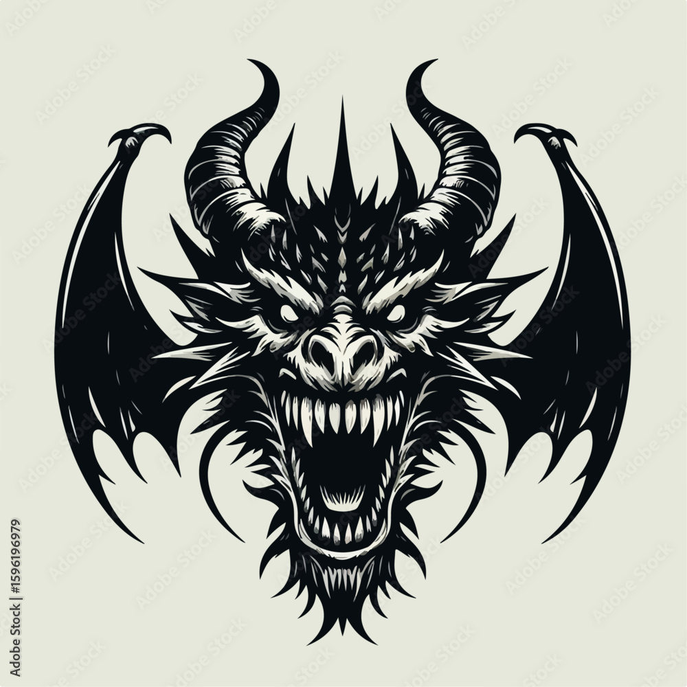 Fototapeta premium spooky dragon head illustration