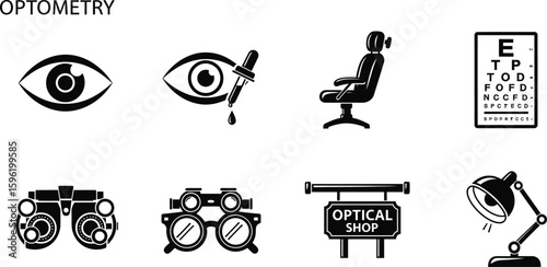 Vintage vector music icon set with headphones, glasses, and a chart design