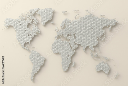 World map made of bubble wrap