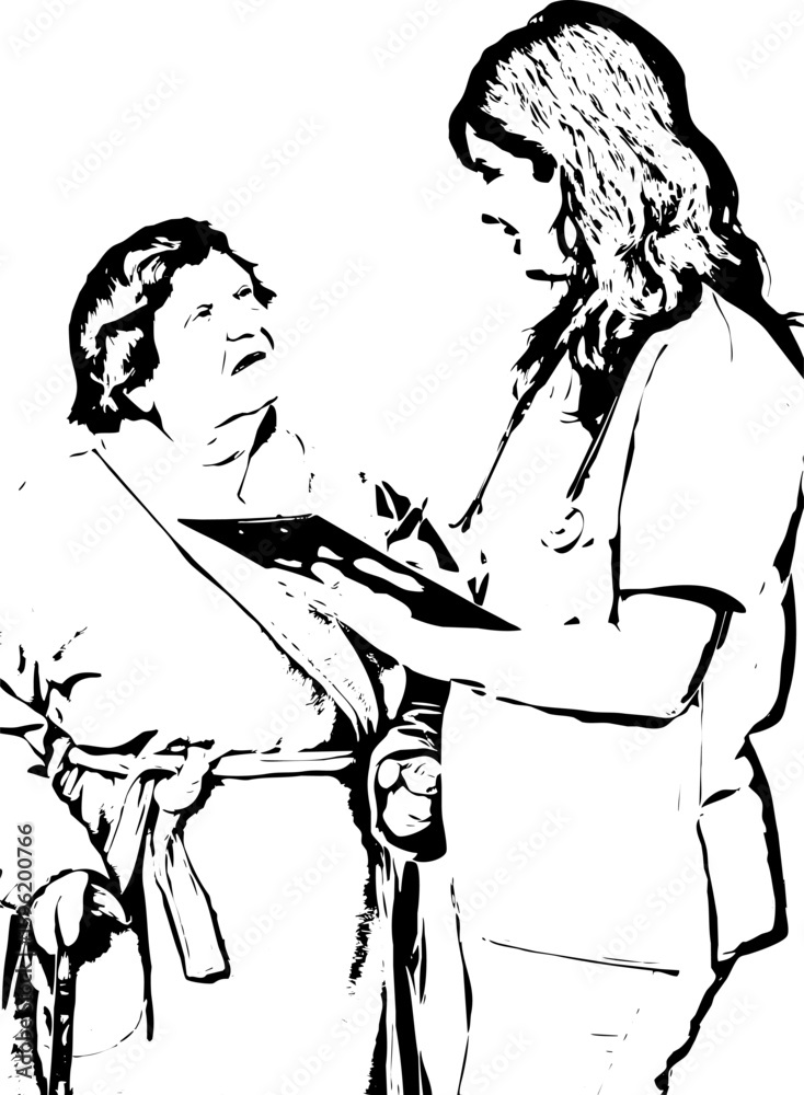 Fototapeta premium Doctor write prescription to elder woman