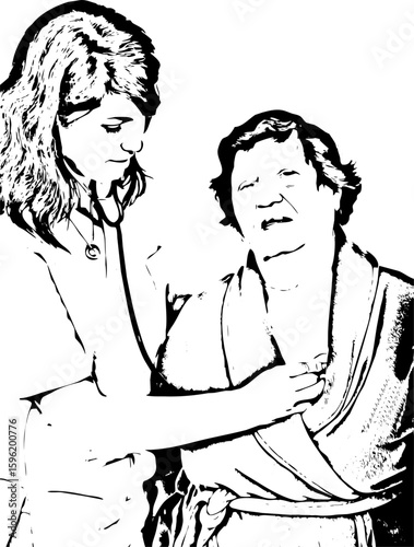 Doctor woman assessing elderly patient