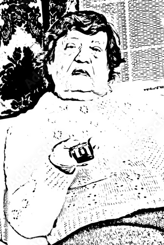 Elderly woman watch tv