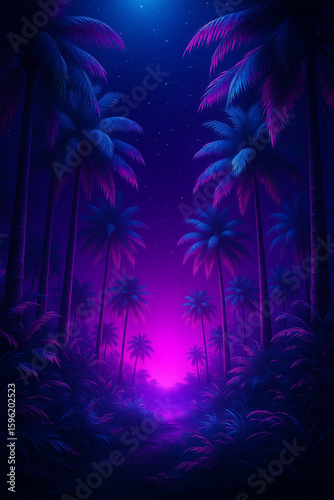 palm tree in the night