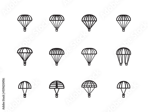 Parachuting Line Art Skydivers In Action