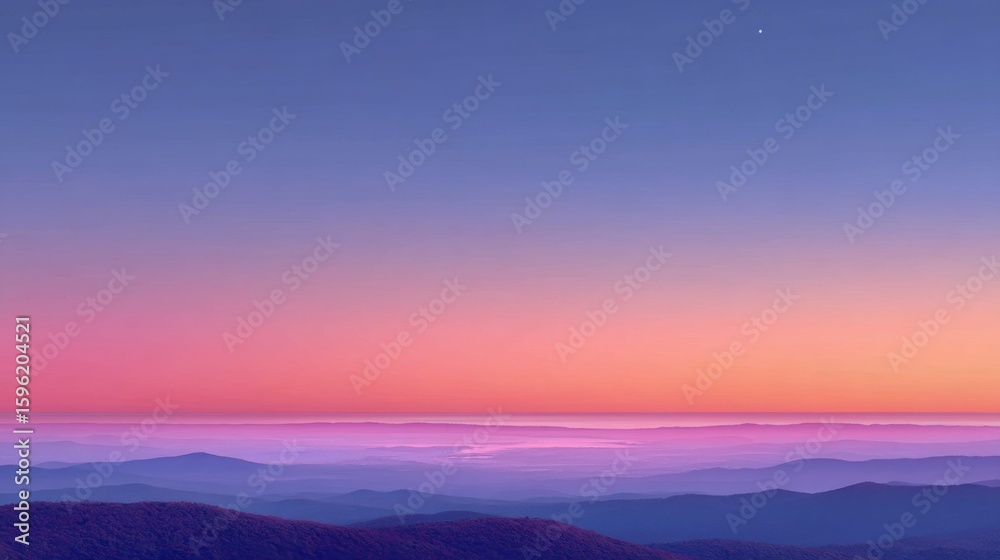 Fototapeta premium Pink Purple Sunset Over Mountains and City