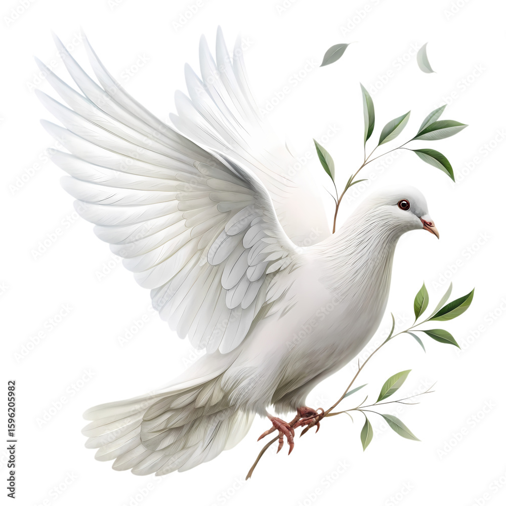 Obraz premium White Dove with Olive Branch