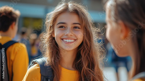 Wallpaper Mural students happily greeting each other on the first day of school Torontodigital.ca