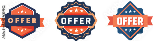 Colorful Offer Badge Set – Flat Style Vector Labels for Promotions