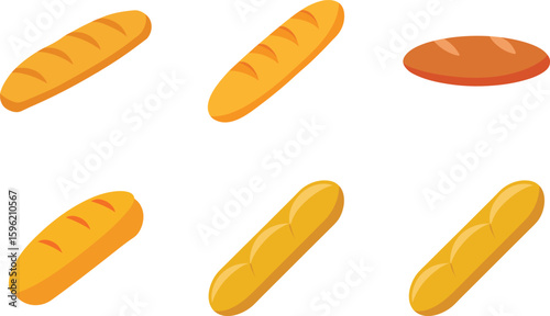 Baguette Vector Illustration Set