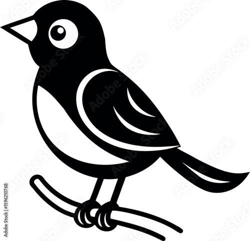 Bird on Branch Illustration