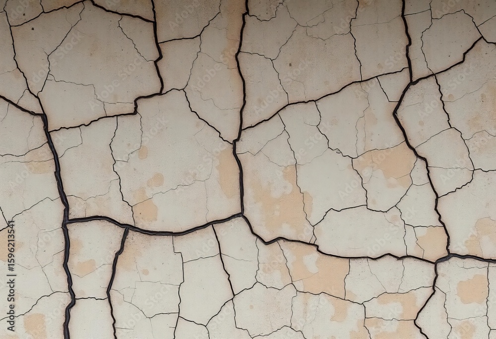 Fototapeta premium Cracked, aged ceramic tiles; uneven surface, muted colors, red tile, brown tile