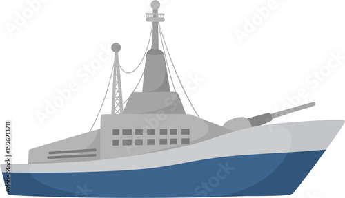 gray and blue ship on white background clip art preview