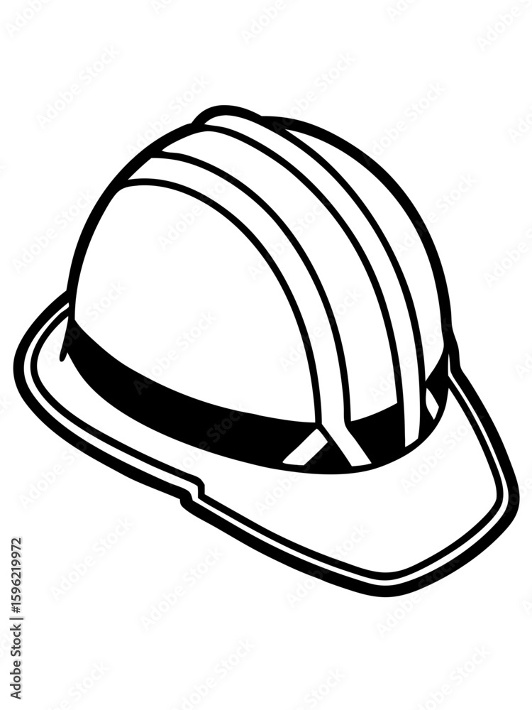 Fototapeta premium Hard hat in black and white illustration for safety measures on a transparent background