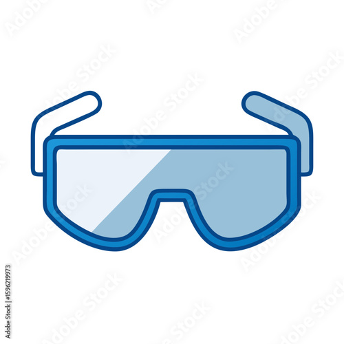 Safety goggles with blue frame and clear lenses icon  