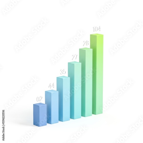 Three dimensional bar chart showing upward trend with gradient colors isolated on white background Free Download Three dimensional bar chart showing upward trend with gradient colors isolated on white background - GFXLoad