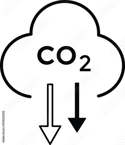 Low carbon dioxide icon. CO2 reduction vector icon design. Reduce carbon dioxide co2 icon Outline sign
